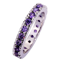 Load image into Gallery viewer, lingmei Wholesale Lady Round Hoop Purple Green Red Zircon Silver Ring