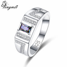 Load image into Gallery viewer, lingmei Wedding Band Wholesale Jewelry Multicolor &amp; White Zircon Silver 925 Ring