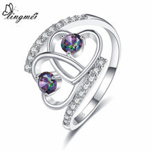 Load image into Gallery viewer, lingmei Double Heart to Heart Wedding Rings