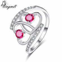 Load image into Gallery viewer, lingmei Double Heart to Heart Wedding Rings