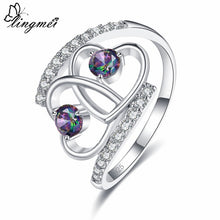 Load image into Gallery viewer, lingmei Double Heart to Heart Wedding Rings
