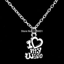 Load image into Gallery viewer, XIAOJINGLING Christmas Gift I Love My Wife Words Heart Retro Silver Charm Pendant Necklace