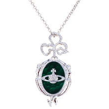 Load image into Gallery viewer, XIAOJINGLING Full Crystal Vintage Mermaid Wrapped Cross Saturn Inlay Pendant Necklace