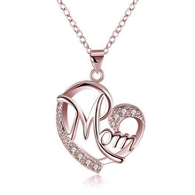 Load image into Gallery viewer, XIAOJINGLING Fashion Letter MOM Heart Shape Crystal Pendant Necklace