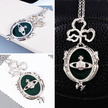 Load image into Gallery viewer, XIAOJINGLING Full Crystal Vintage Mermaid Wrapped Cross Saturn Inlay Pendant Necklace