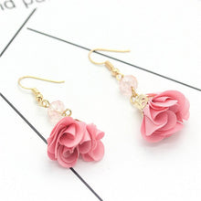 Load image into Gallery viewer, Olaru Vintage Long Flower Crystal Stud Earrings