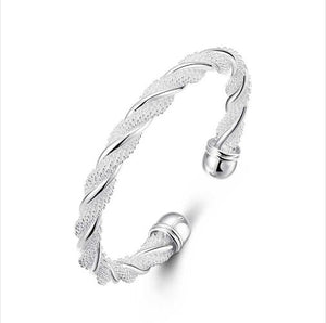 925 Sterling Silver Jewelry Female Simple Bar Round Stick Double High Quality mix Bracelet