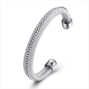 925 Sterling Silver Jewelry Female Simple Bar Round Stick Double High Quality mix Bracelet