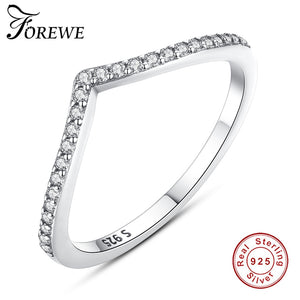 FOREWE 100% 925 Sterling Silver Crystal CZ Finger Ring