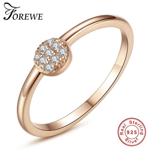 FOREWE Genuine 925 Sterling Silver Round Finger Rings