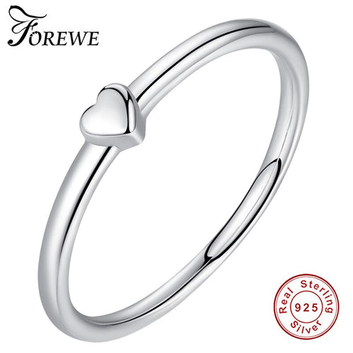 FOREWE 100% 925 Real Sterling Silver Ring Love Heart Ring