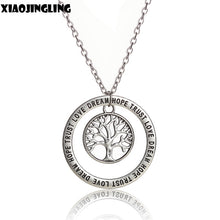 Load image into Gallery viewer, XIAOJINGLING Tree of Life Hollow Family Tree Charm Love Dream Hope Trust Words Circle Charm Pendant Necklace