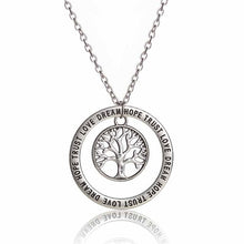 Load image into Gallery viewer, XIAOJINGLING Tree of Life Hollow Family Tree Charm Love Dream Hope Trust Words Circle Charm Pendant Necklace