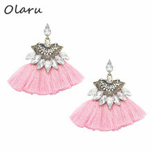 Load image into Gallery viewer, Olaru Vintage Jewelry Crystal Tassel Stud Earrings