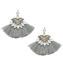 Load image into Gallery viewer, Olaru Vintage Jewelry Crystal Tassel Stud Earrings