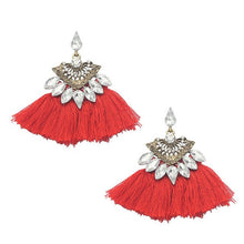 Load image into Gallery viewer, Olaru Vintage Jewelry Crystal Tassel Stud Earrings