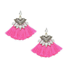 Load image into Gallery viewer, Olaru Vintage Jewelry Crystal Tassel Stud Earrings