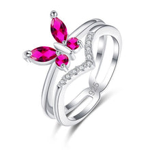 Load image into Gallery viewer, lingmei New Design Popular Butterfly Pink &amp; Red Royal Blue White CZ Silver Color Ring
