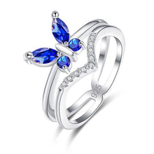 Load image into Gallery viewer, lingmei New Design Popular Butterfly Pink &amp; Red Royal Blue White CZ Silver Color Ring